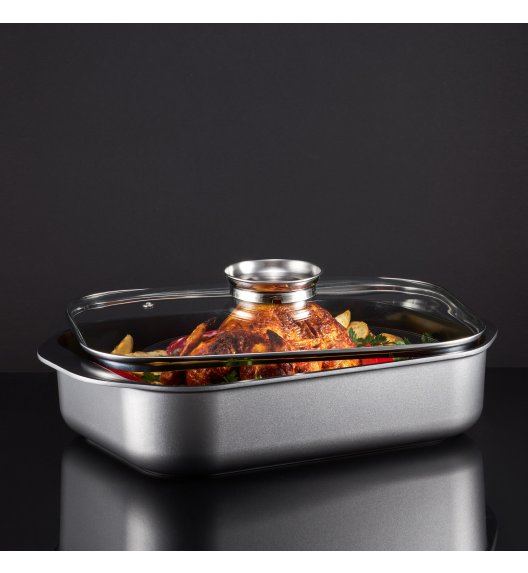 AMBITION VERSO Brytfanna ze szklaną pokrywą 40 x 25 cm / powłoka Qualum Ceramic