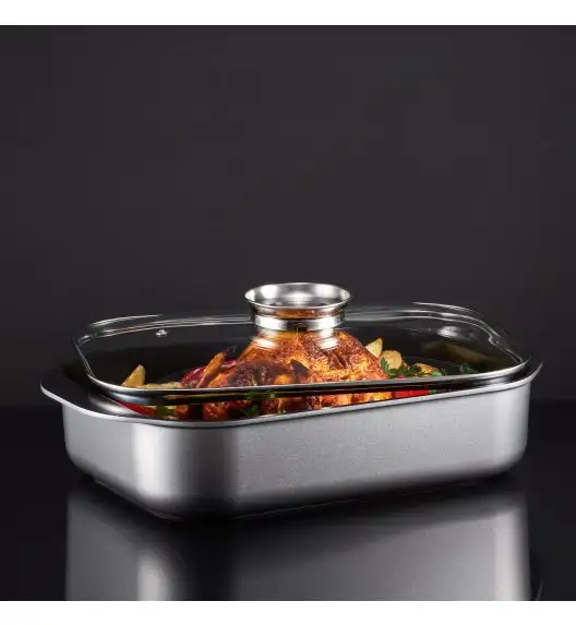 AMBITION VERSO Brytfanna ze szklaną pokrywą 40 x 25 cm / powłoka Qualum Ceramic