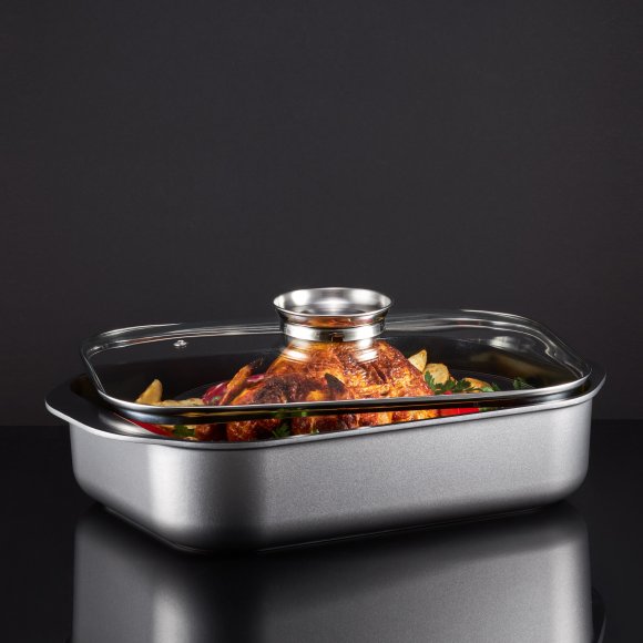 AMBITION VERSO Brytfanna ze szklaną pokrywą 40 x 25 cm / powłoka Qualum Ceramic