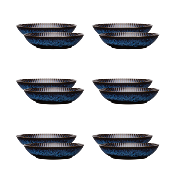 LUBIANA STONEWARE CERAMIKA / COSMOS / 12x Talerz głęboki 22 cm / odcień niebieskiego