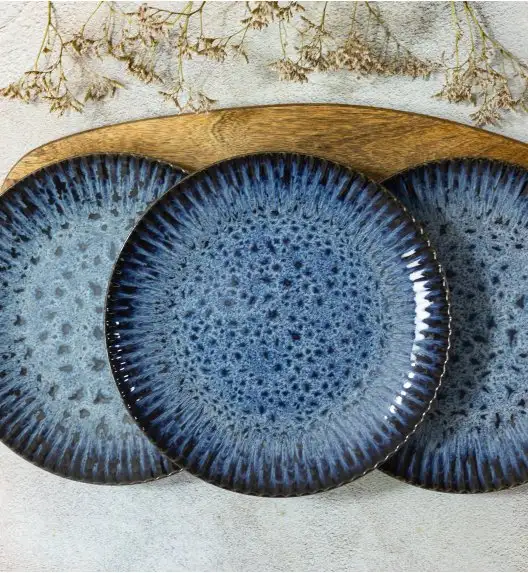 LUBIANA STONEWARE CERAMIKA / COSMOS / 12x Talerz głęboki 22 cm / odcień niebieskiego