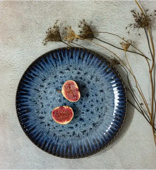 LUBIANA STONEWARE CERAMIKA / COSMOS / 6x Talerz deserowy 20,5 cm / odcień niebieskiego