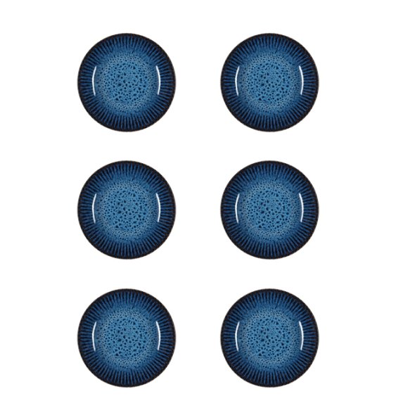 LUBIANA STONEWARE CERAMIKA / COSMOS / 6x Talerz deserowy 20,5 cm / odcień niebieskiego