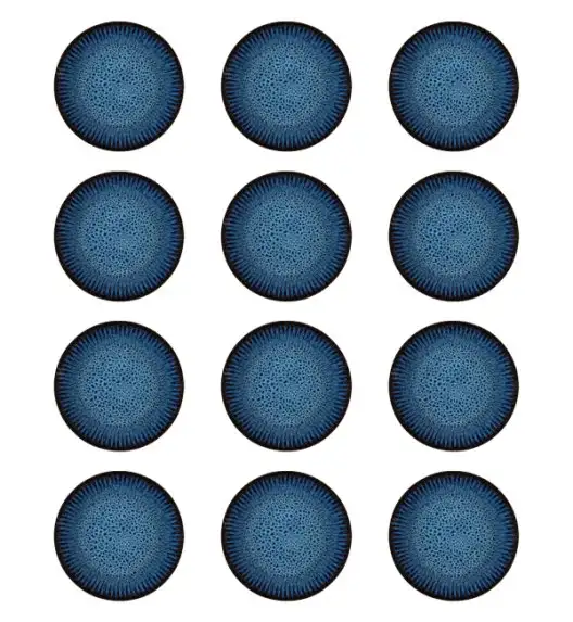 LUBIANA STONEWARE CERAMIKA / COSMOS / 12x Talerz deserowy 20,5 cm / odcień niebieskiego
