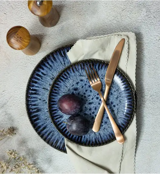 LUBIANA STONEWARE CERAMIKA / COSMOS / 6x Talerz obiadowy 27 cm / odcień niebieskiego