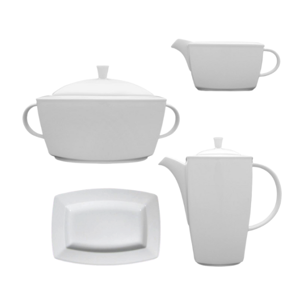 LUBIANA VICTORIA Komplet naczyń 1/4 | waza, imbryk, rawierka, sosjerka | porcelana