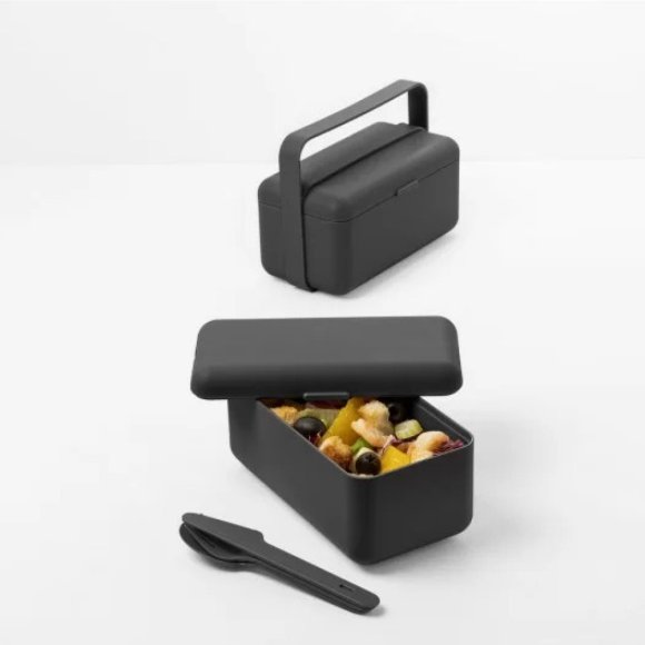 BLIM PLUS Lunchbox ze sztućcami mały czarny / innowacyjny / wygodny