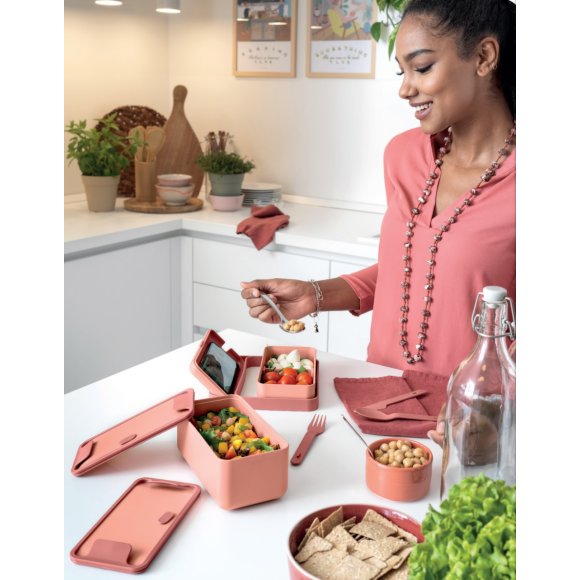 BLIM PLUS Lunchbox ze sztućcami mały żółty / innowacyjny / wygodny