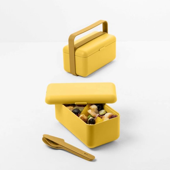 BLIM PLUS Lunchbox ze sztućcami mały żółty / innowacyjny / wygodny