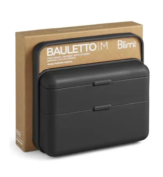 BLIM PLUS Lunchbox ze sztućcami duży czarny / innowacyjny / wygodny