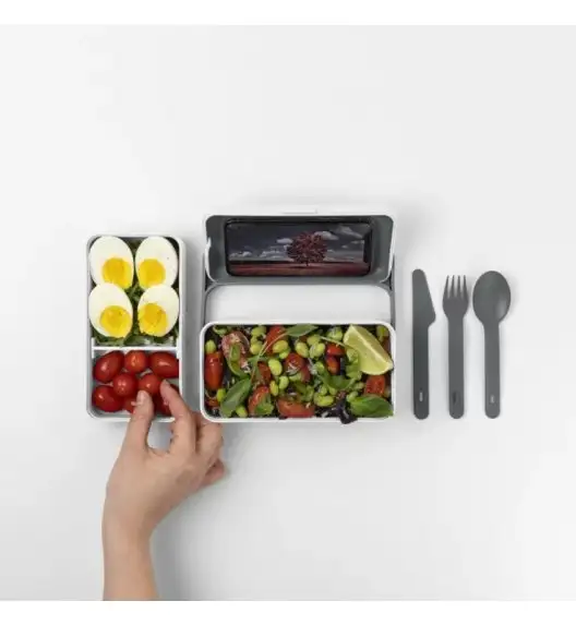 BLIM PLUS Lunchbox ze sztućcami duży biały / innowacyjny / wygodny