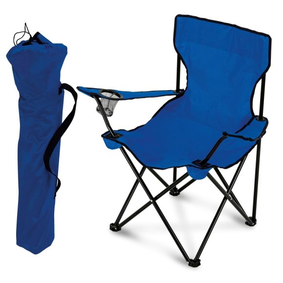 TADAR Krzesło składane z torbą 80 x 50 x 80 cm / turystyczne / niebieskie / wędkarskie na ryby