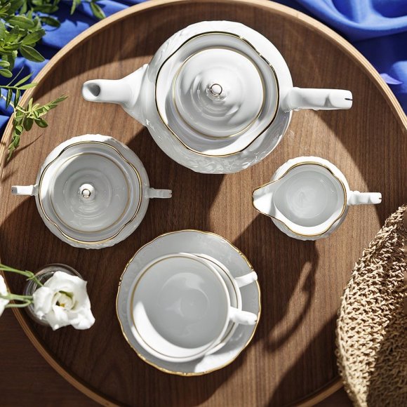 CHODZIEŻ FRYDERYKA ZŁOTA LINIA B236 Serwis kawowy 39 el / 12 osób / porcelana