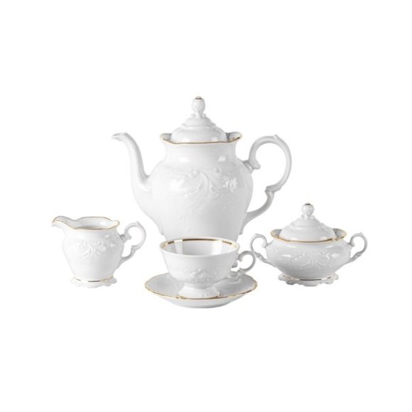 CHODZIEŻ FRYDERYKA ZŁOTA LINIA B236 Serwis kawowy 39 el / 12 osób / porcelana