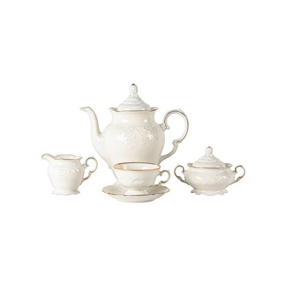 CHODZIEŻ FRYDERYKA ZŁOTA LINIA C236 Serwis kawowy 39 el / 12 osób / porcelana ecru