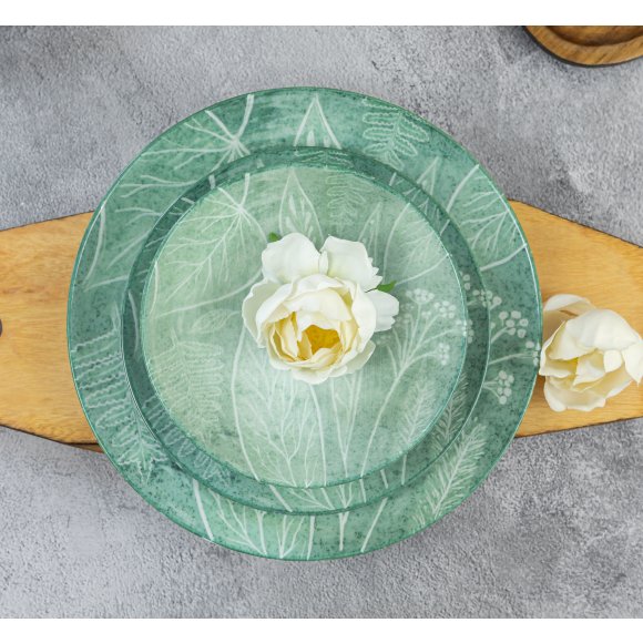 LUBIANA BOSS KERAJET DIGITAL PRINTING | 9075 KJ LIŚCIE | 6x Talerz deserowy 20,5 cm | niebieski