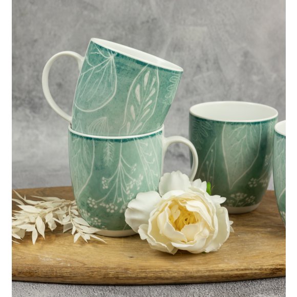 LUBIANA BOSS KERAJET DIGITAL PRINTING | 9075 KJ LIŚCIE | 12x Kubek 380 ml | niebieski