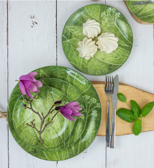 LUBIANA BOSS KERAJET DIGITAL PRINTING | 9075A KJ LIŚCIE | 12x Talerz obiadowy 27 cm | zielony