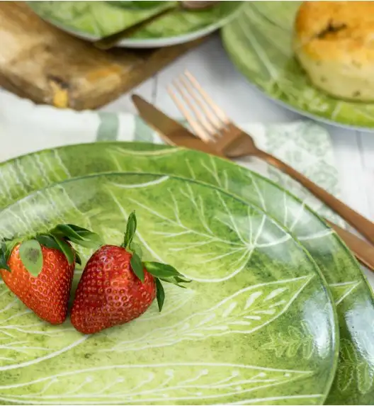 LUBIANA BOSS KERAJET DIGITAL PRINTING | 9075A KJ LIŚCIE | 12x Talerz głęboki / salaterka 17,5 cm | zielony