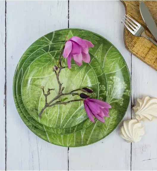 LUBIANA BOSS KERAJET DIGITAL PRINTING | 9075A KJ LIŚCIE | 12x Talerz głęboki / salaterka 17,5 cm | zielony