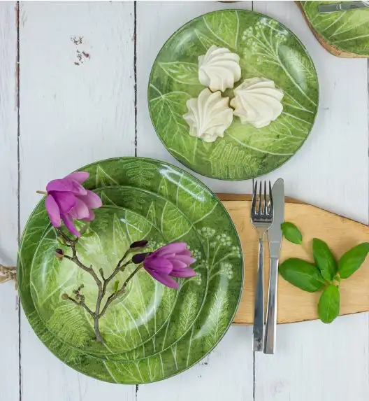 LUBIANA BOSS KERAJET DIGITAL PRINTING | 9075A KJ LIŚCIE | 12x Talerz głęboki / salaterka 17,5 cm | zielony