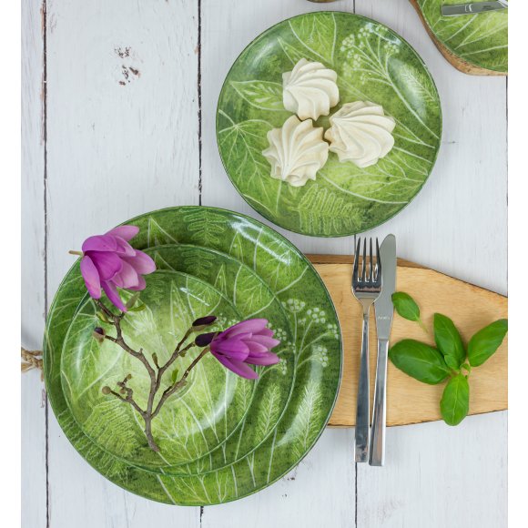 LUBIANA BOSS KERAJET DIGITAL PRINTING | 9075A KJ LIŚCIE | 12x Talerz głęboki / salaterka 17,5 cm | zielony