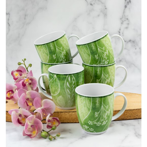 LUBIANA BOSS KERAJET DIGITAL PRINTING | 9075A KJ LIŚCIE | 6x Kubek 380 ml | zielony