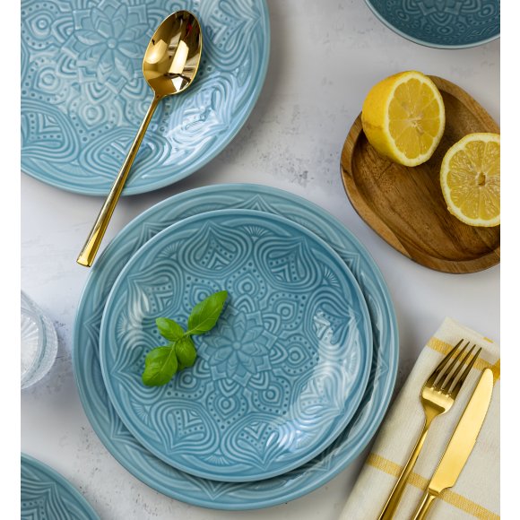 LUBIANA ORIENTAL | K6 NIEBIESKI | 12x Talerz deserowy 21 cm | porcelana luz 