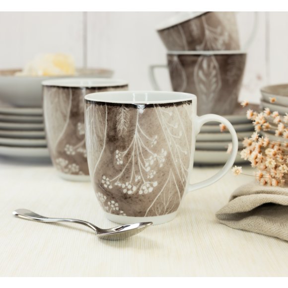 LUBIANA BOSS KERAJET DIGITAL PRINTING | 9075B KJ LIŚCIE | 12x Kubek 380 ml | brązowy