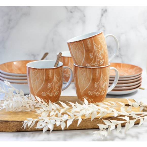 LUBIANA BOSS KERAJET DIGITAL PRINTING | 9075C KJ LIŚCIE | 6x Kubek 380 ml | pomarańczowy