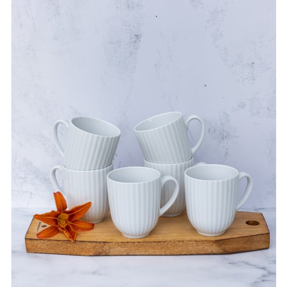 LUBIANA DAISY Komplet 6 kubków 350 ml | biała porcelana