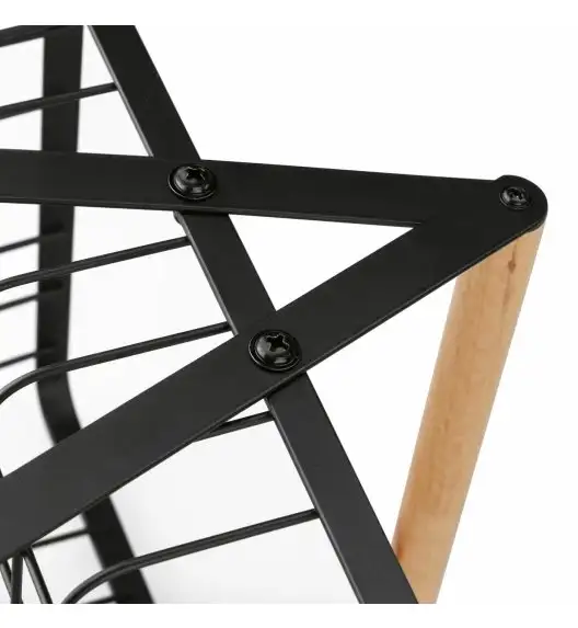 TADAR Koszyk uniwersalny 27 x 17 x 29 cm / czarny / 2-poziomowy / z drewnianą rączką