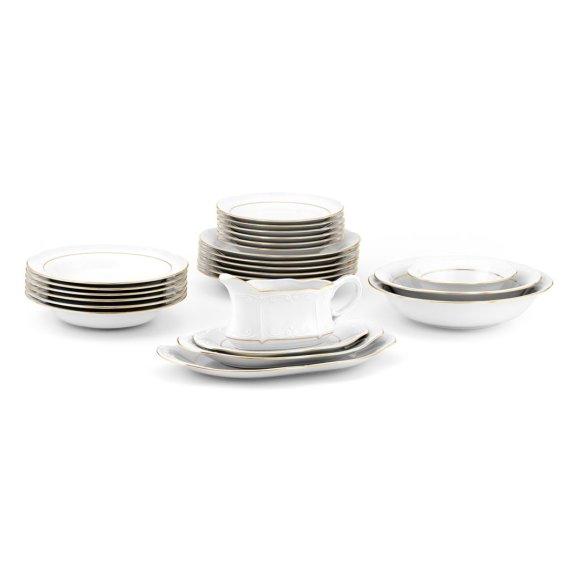 CHODZIEŻ KAMELIA B014 ZŁOTA LINIA Zestaw obiadowy 44 el / 12 osób / porcelana