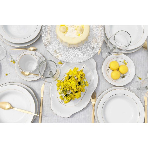 CHODZIEŻ KAMELIA B014 ZŁOTA LINIA Zestaw obiadowy 44 el / 12 osób / porcelana