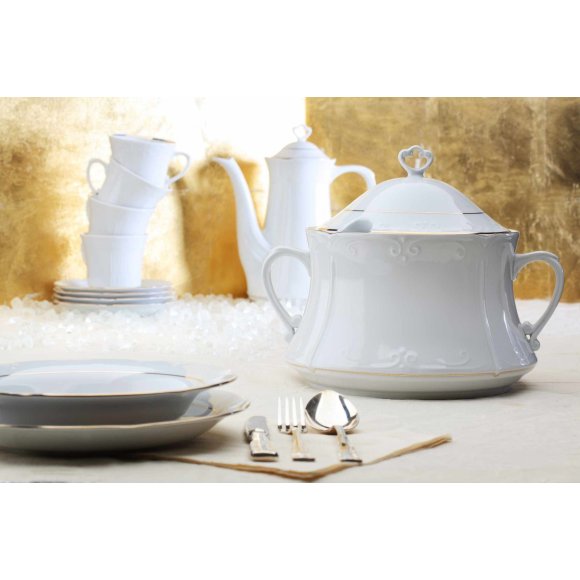 CHODZIEŻ KAMELIA B014 ZŁOTA LINIA Zestaw obiadowy 44 el / 12 osób / porcelana