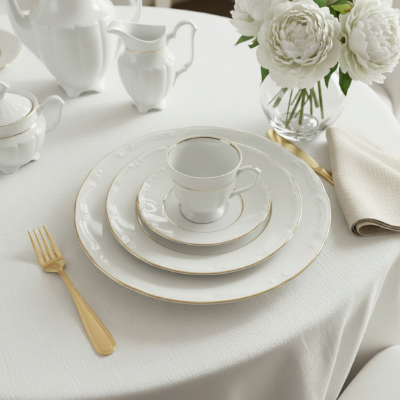 CHODZIEŻ MARIA TERESA B014 ZŁOTA LINIA Zestaw kawowy 39 el / 12 osób / porcelana
