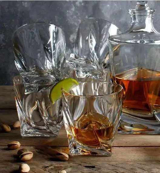 WYPRZEDAŻ! BOHEMIA QUADRO Zestaw do whisky karafka + szklanki 7 el / szkło kryształowe