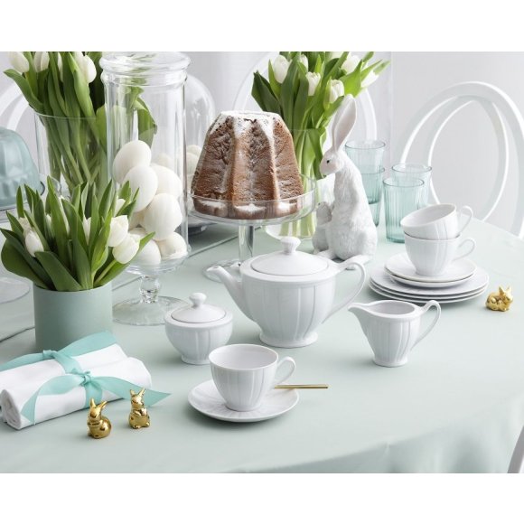 ĆMIELÓW OKTAWA 0001 BIAŁA Zestaw kawowy / do herbaty 18 el / 6 osób / porcelana