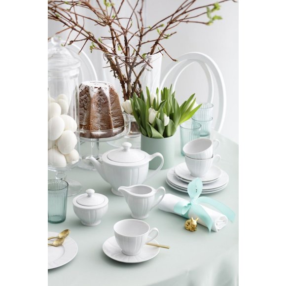 ĆMIELÓW OKTAWA 0001 BIAŁA Zestaw kawowy / do herbaty 18 el / 6 osób / porcelana