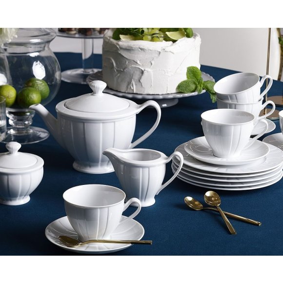 ĆMIELÓW OKTAWA 0001 BIAŁA Zestaw kawowy / do herbaty 18 el / 6 osób / porcelana