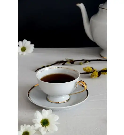 ĆMIELÓW ASTRA G067 ZŁOTA WSTĘGA Zestaw do herbaty 18 el / 6 osób / porcelana
