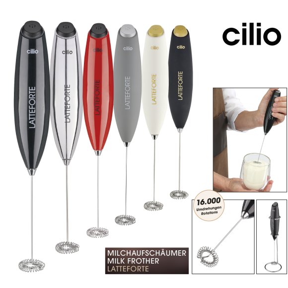 CILIO LATTEFORTE Spieniacz do mleka na stojaku 23 cm / metaliczny błyszczący / FreeForm
