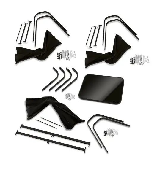 TADAR PANAMA Zestaw mebli ogrodowych / ławka + 2 krzesła + prostokątny stolik ze szklanym blatem