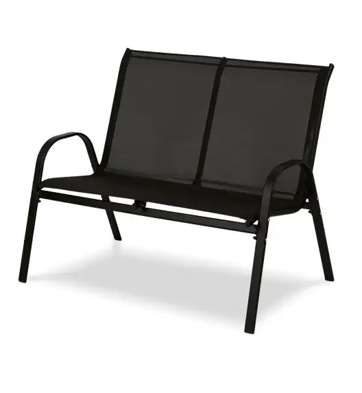 TADAR PANAMA Zestaw mebli ogrodowych / ławka + 2 krzesła + prostokątny stolik ze szklanym blatem