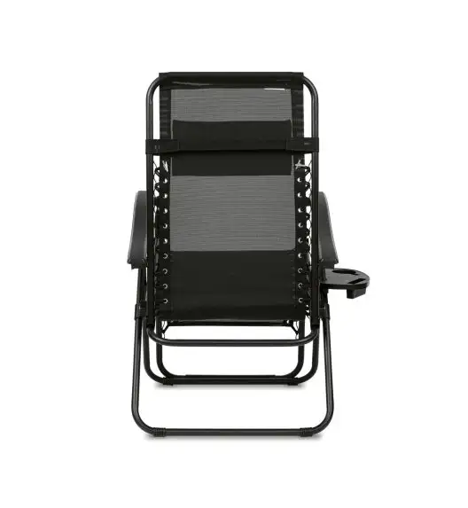 TADAR Leżak ogrodowy 66 x 160 cm / plażowy / czarny / grawitacyjny
