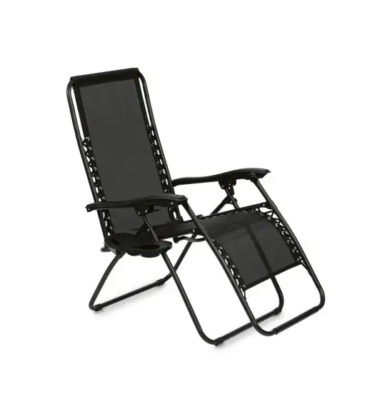 TADAR Leżak ogrodowy 66 x 160 cm / plażowy / czarny / grawitacyjny