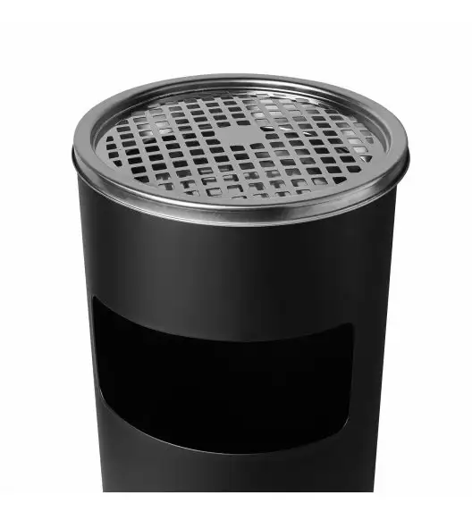 TADAR Kosz na śmieci / Popielnica stojąca 25 x 60 cm / czarna / stal nierdzewna