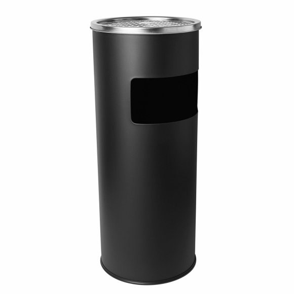 TADAR Kosz na śmieci / Popielnica stojąca 25 x 60 cm / czarna / stal nierdzewna