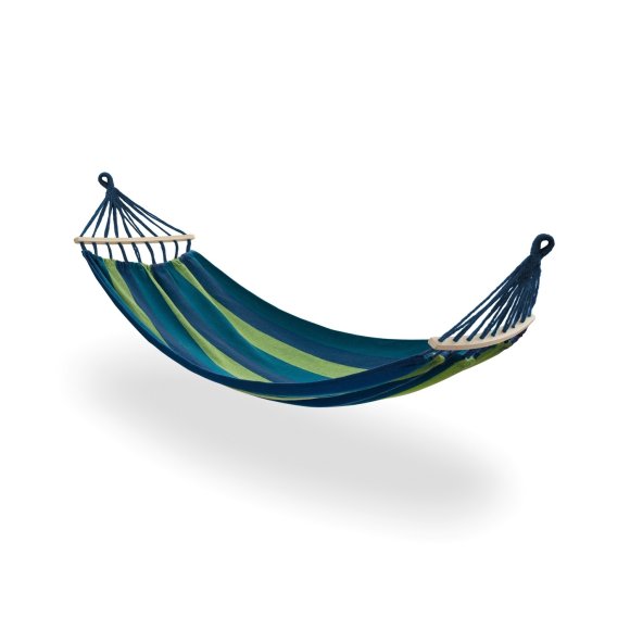 TADAR PASKI Hamak ogrodowy 200 x 150 cm + 2 liny 300 cm + pokrwiec / niebieski / dla 2 osób