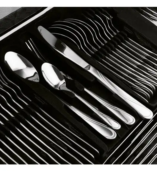 KONIGHOFFER EVERLY Sztućce Komplet 72 el w walizce skórzanej / 12 osób / połysk